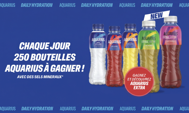 Chaque jour 250 bouteilles Aquarius à gagner ! (avec des sels minéraux)